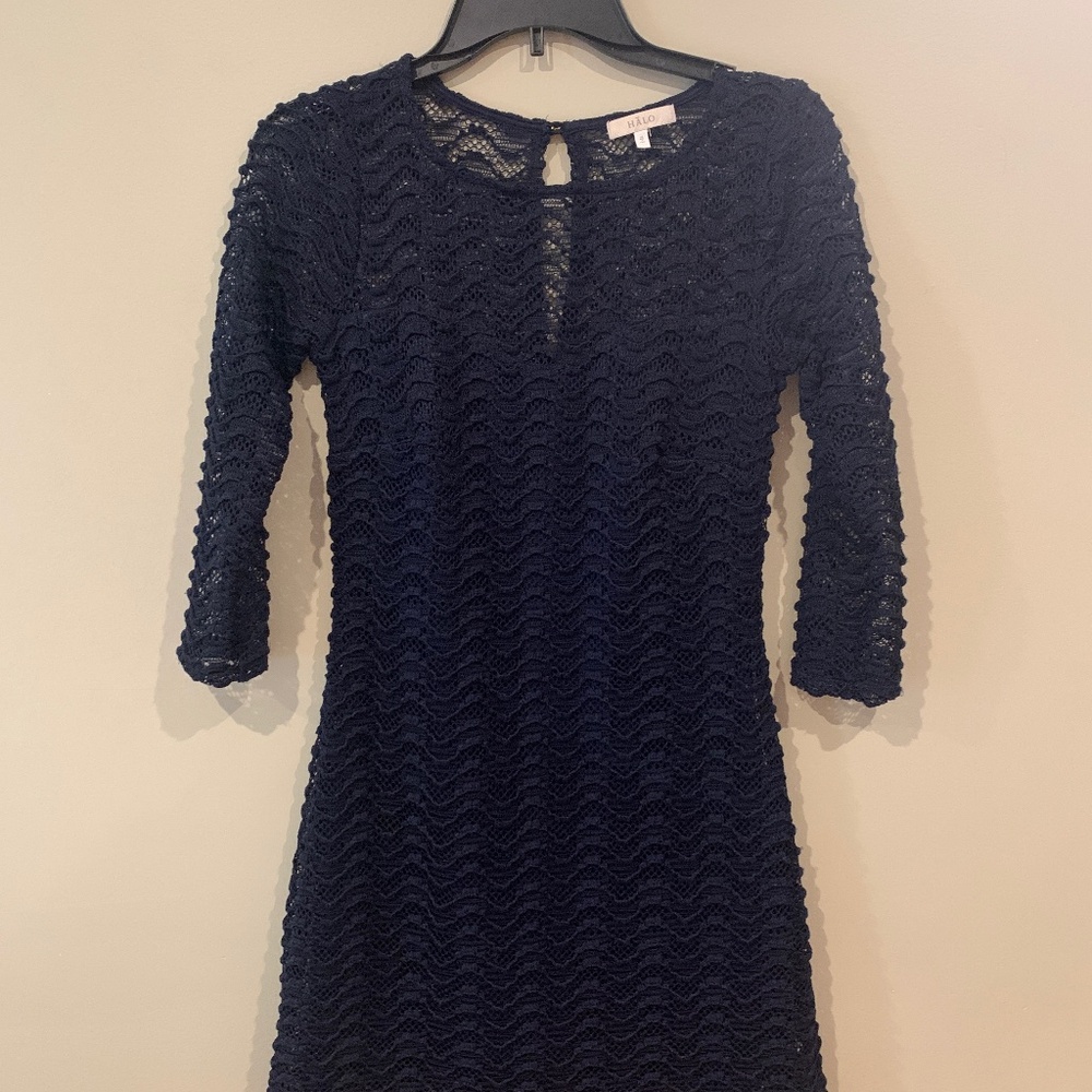 Halo navy blue lace dress